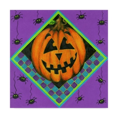 Claudia Interrante 'Jack O Lantern With Purple Spiders' Canvas Art,35x35